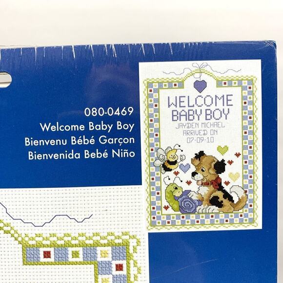 NOS Janlynn Cross Stitch Kit Welcome Baby Boy 6.5”x10” Factory Sealed USA Made - Picture 4 of 7